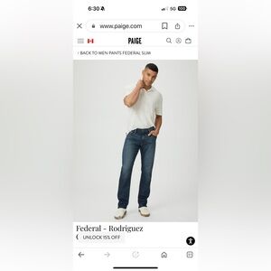 PAIGE Federal Jeans 33 Gannon wash